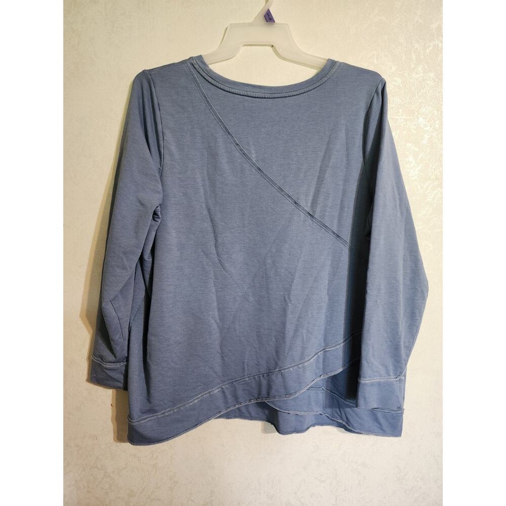 AnyBody Sweatshirt Round Neck Loose Fit Fleece Blue sz 2X - Picture 7 of 8